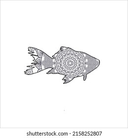 mandala fish coloring page design  for kids