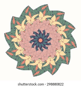 Mandala with floral abstract pattern in bright colors