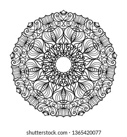 Mandala with floral and abstract patterns to colour in.