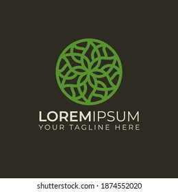 Mandala floral abstract round shape logo vector can use for yoga studios, holistic health medicine centers