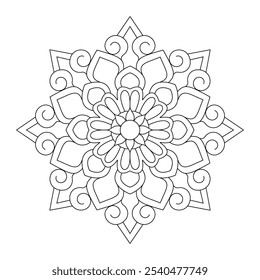 Mandala floral coloring book page interior, vector file, wall art, simple mandala art, Design for a wallpaper Paint shirt and tile Sticker Design, vector file