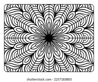 Mandala floral coloring page for adult coloring book, black and white mandala coloring page, hand drawn outlined doodle line art for adult coloring page interior