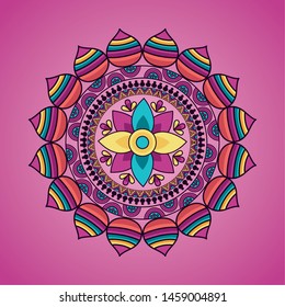 mandala floral decoration ethnic design pink background vector illustration