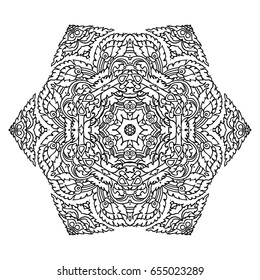 Mandala. Floral Design Pattern. Ethnic Indian Magic Symbol Mandala.Coloring book for adult. Stock vector illustration.