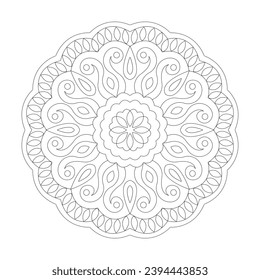 Mandala Floral easy design Coloring book page vector file