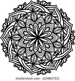 Fondo del patrón de dibujo de mano floral de Mandala para colorear página, decoración de tarjeta de invitación, boda, henna y tatuaje.
