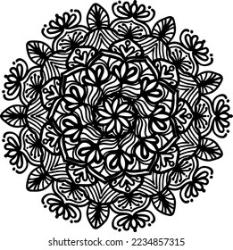 Mandala Floral Hand Drawn Pattern Background for coloring page, invitation card decoration, wedding, henna and tattoo.

