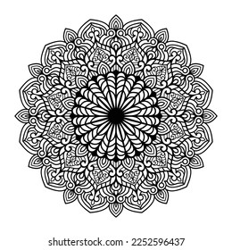 Mandala floral line art outlined doodle for coloring pages interior, mandala floral coloring page