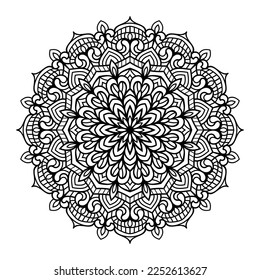 Mandala floral line art outlined doodle for coloring pages interior, mandala floral coloring page