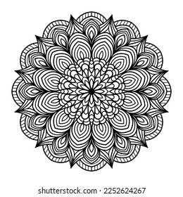 Mandala floral line art outlined doodle for coloring pages interior, mandala floral coloring page