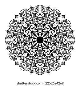 Mandala floral line art outlined doodle for coloring pages interior, mandala floral coloring page