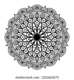 Mandala floral line art outlined doodle for coloring pages interior, mandala floral coloring page