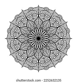 Mandala floral line art outlined doodle for coloring pages interior, mandala floral coloring page