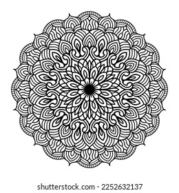 Mandala floral line art outlined doodle for coloring pages interior, mandala floral coloring page