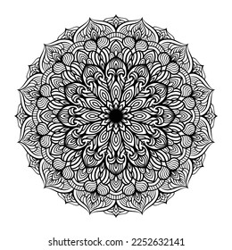 Mandala floral line art outlined doodle for coloring pages interior, mandala floral coloring page