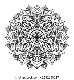 Mandala floral line art outlined doodle for coloring pages interior, mandala floral coloring page