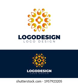 mandala floral logo design modern and minimal logotype vector template