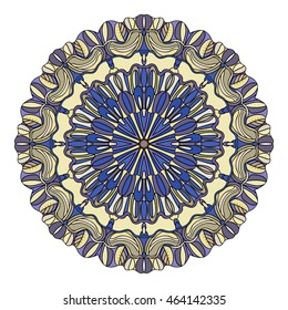 Mandala floral oriental design multicolored hand drawn elements