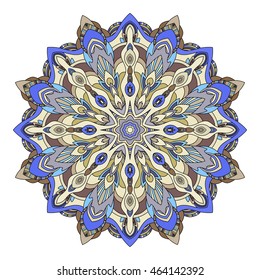 Mandala floral oriental design multicolored hand drawn elements