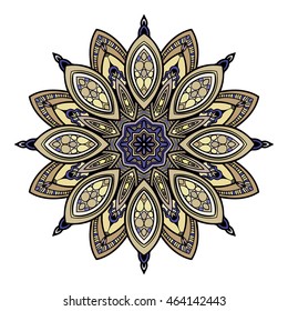 Mandala floral oriental design multicolored hand drawn elements