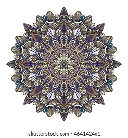 Mandala floral oriental design multicolored hand drawn elements