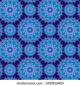 Mandala floral ornament tile or wallpaper vector design. Round arabesque shapes motifs. Decorative background pattern.