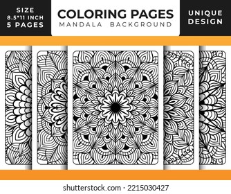 Página de color de patrón floral de Mandala para adultos relajación, páginas de color mandala