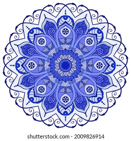 Mandala con un patrón floral sobre un fondo blanco. Elemento aislado decorativo para el diseño.