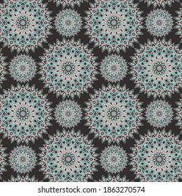 Mandala floral pattern tile or wallpaper vector design. Geometric royal shapes motifs. Retro background pattern.