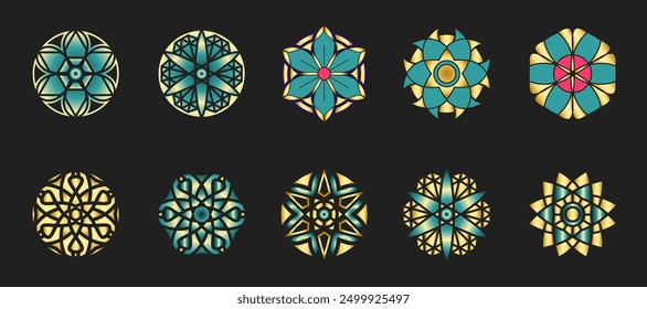 Mandala con patrones florales Vector Elementos de diseño Colección