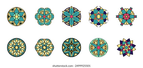 Mandala with floral patterns Vector Design Elements Collection