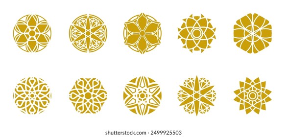Mandala with floral patterns Vector Design Elements Collection