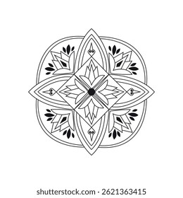 Mandala Floral Petal Relief for Detailed Monochrome Meditation