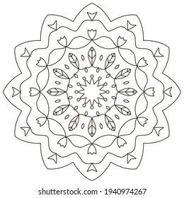 Mandala. Floral mandala. Scandinavian mandala. Folk mandala.