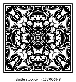 mandala floral square antoque vector art object