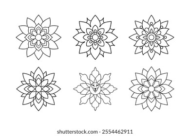 mandala floral vector set illustration white background