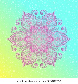 Mandala. Floral vintage round amulet. Indian, Arabic, Buddhist medallion. It can be used for tattoo prints on t-shirts, design and ad restaurants, wedding cards