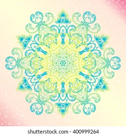 Mandala. Floral vintage round amulet. Indian, Arabic, Buddhist medallion. It can be used for tattoo prints on t-shirts, design and ad restaurants, wedding cards