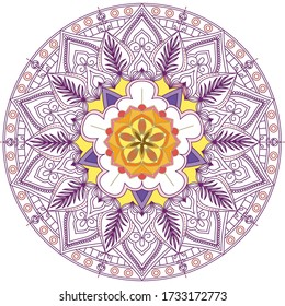 Mandala Floral Violet and Yellow Decoration Oriental Pattern Background