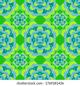 Mandala flourish seamless pattern. Floral indian motif vector design. Abstract flower chakra tile ornament. Ethnic floral fashion print. Endless medallion wrapping seamless pattern.