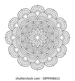 Mandala flower for adult coloring book.