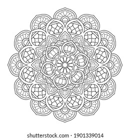 Mandala flower for adult coloring book.