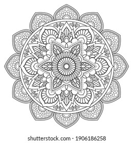 Mandala flower for adult coloring book.