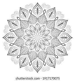 Mandala flower for adult coloring book.