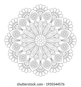 Mandala flower for adult coloring book.