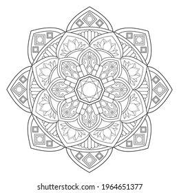 Mandala flower for adult coloring book.