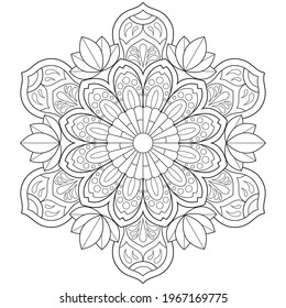 Mandala flower for adult coloring book.