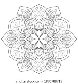 Mandala flower for adult coloring book.