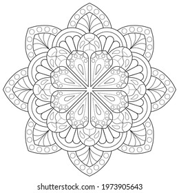 Mandala flower for adult coloring book.