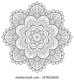 Mandala flower for adult coloring book.